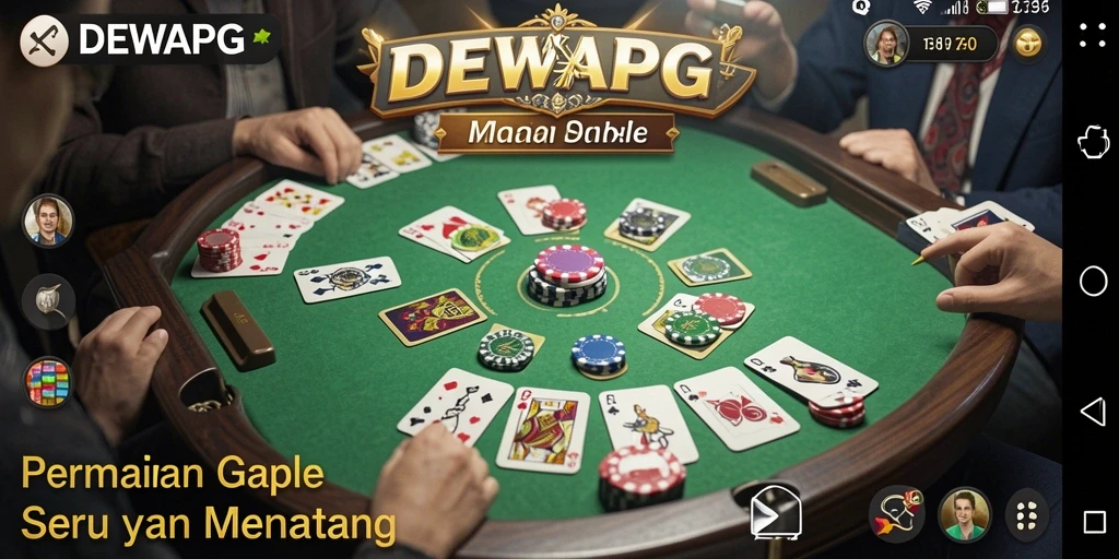 Screenshot gameplay DEWAPG menunjukkan suasana seru permainan Gaple.