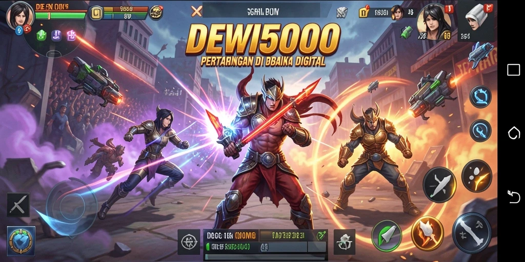 Screenshot gameplay DEWI5000 yang menunjukkan aksi pertarungan seru.