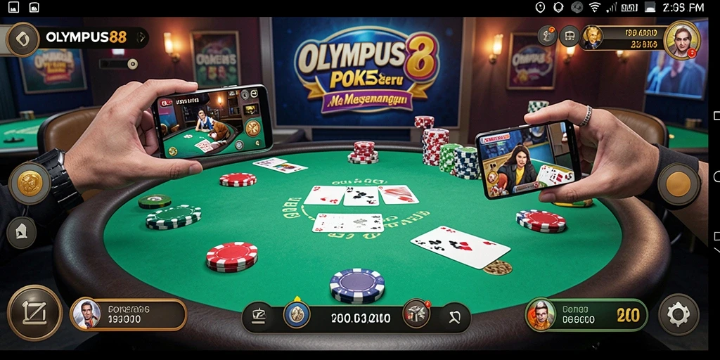 Tampilan gameplay poker yang mendebarkan di OLYMPUS88.