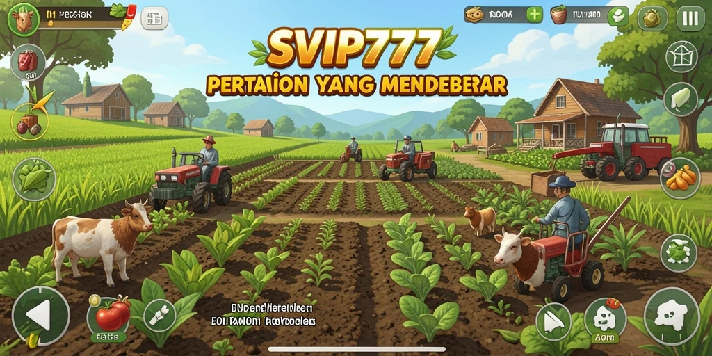 Tampilan permainan SVIP777 yang menunjukkan aktivitas bertani.